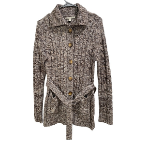 Women’s‎ Carolyn Taylor Sweater, Button Up with Belt size Large EUC Heavy Warm